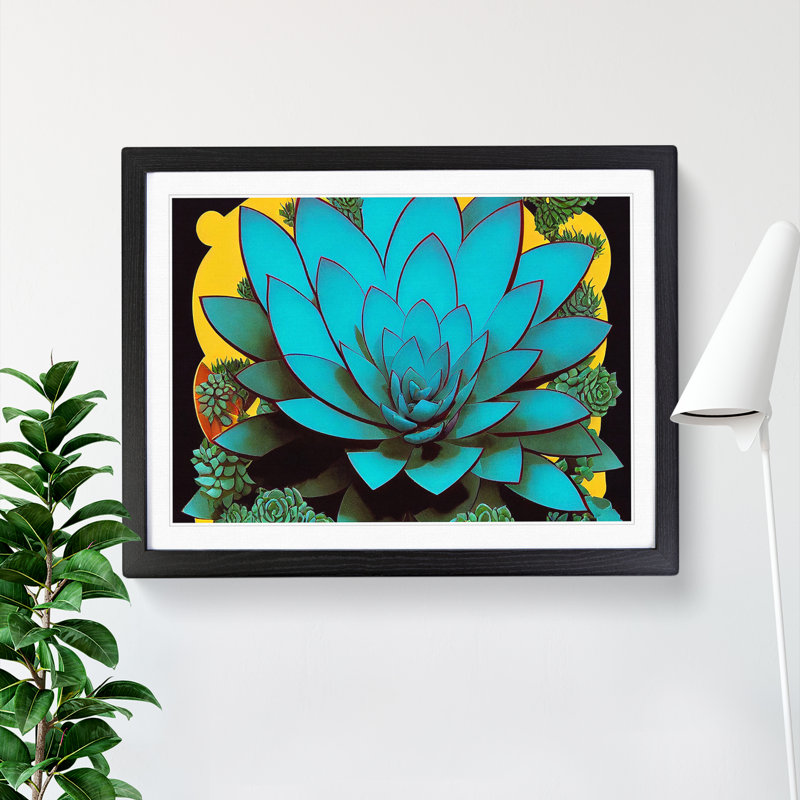Splendid Succulent Plant - Framed Print, Black, 25cm H x 34cm W x 2cm D