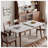 Joey Extendable Wooden Dining Table with Faux Marble Top-1028704842