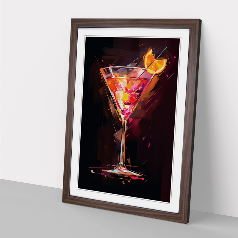 Cocktail Gestural No.3 Framed Print, Walnut Framed, 64cm H x 46cm W x 2cm D