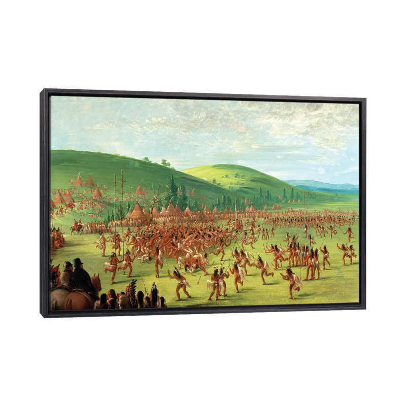 Jeu de balle indien - reproduction d'art murale - toile encadrée, Noir patiné, H 32 po x l 48 po