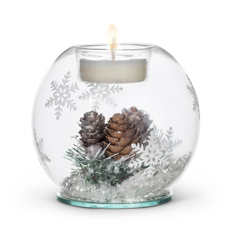 Porte-bougie en forme de pomme de pin Pinecone & Snow