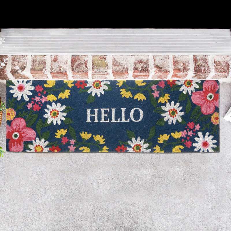 Tapis de porte Coir Floral Hello 16 X 48, L 16 po x L 48 po