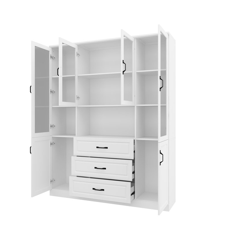 78.7'' H X 63'' W 3-Drawer Bookcase With Glass Doors