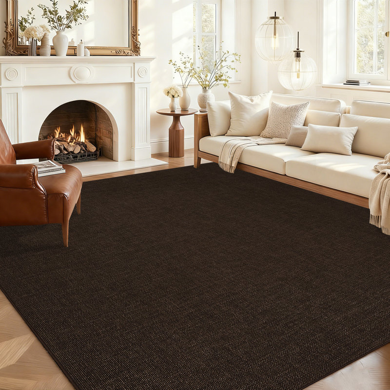 Grand tapis moderne 10 x 13 de couleur unie, lavable, antidérapant et tissé - Mince, neutre, minimaliste, sans perte de poils, tapis, pliable, intérieur, salon, bureau
