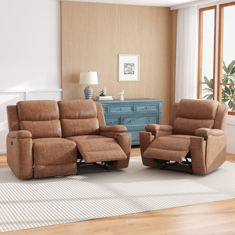 Ensemble de salon inclinable en similicuir 2 pièces Nebraska