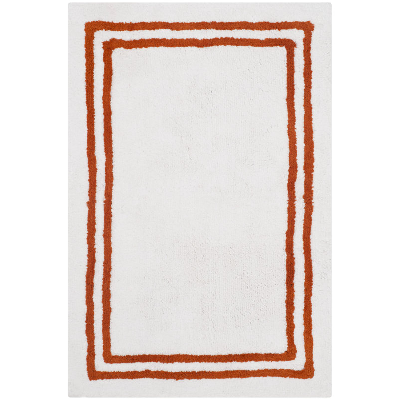 Candy Stripes Plush Bath Rug, Rust