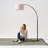 Logan 76" Modern Adjustable LED Arc Floor Lamp with Black Marble Base and Tan Fabric Drum Shade, Bulb Included-88993041-88993042