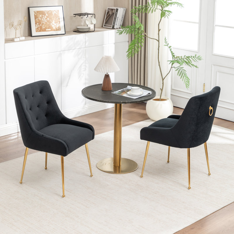 Chaise d'appoint rembourrée en velours Mayreli, Noir