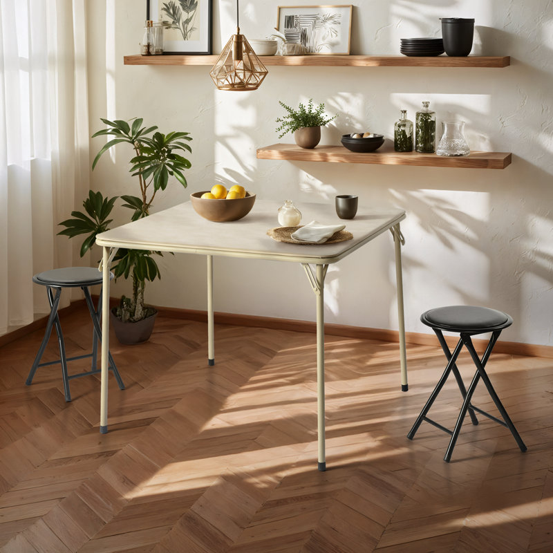 Square Folding Table, Single Piece, Durable Design For Home And Office, Beige