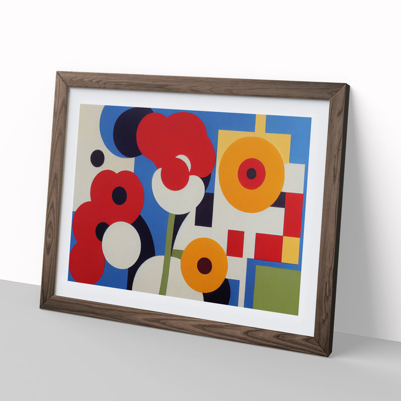 Entrancing Abstract Flowers - Single Picture Frame Print, 25cm H x 34cm W x 2cm D, Walnut