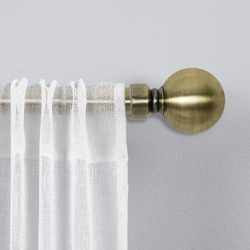 Apalachin Plain Metal Ball Extendable Single Curtain Rod /Pole, Antique Brass, 160 - 300 cm