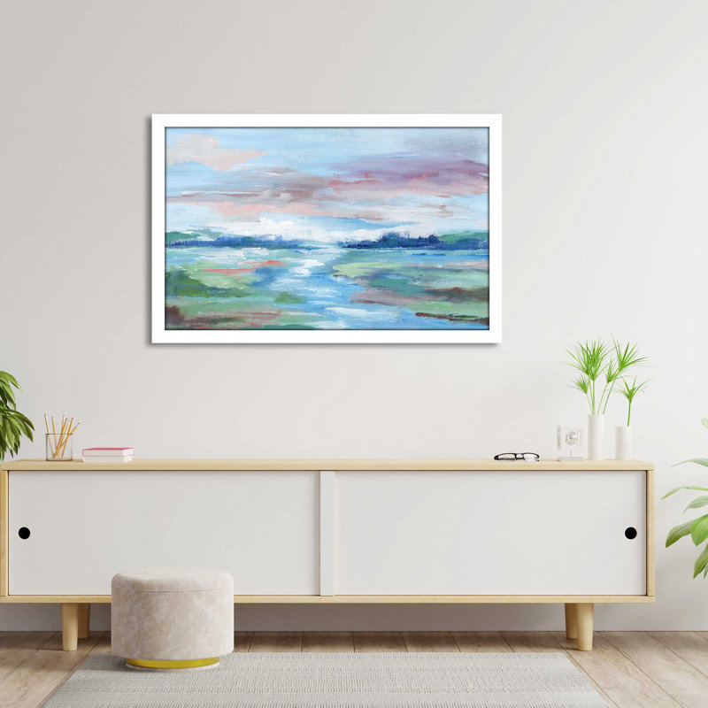 Champ de rêves - Peinture, L 27,5 po x H 21,5 po, Cadre blanc