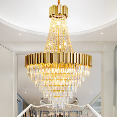 Light Dimmable Tiered Chandelier With Crystal Light