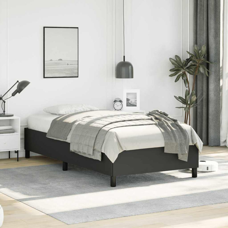 Cadre de lit Darrisha, cadre de lit plateforme tapissier, sans matelas, Noir, Simple TG