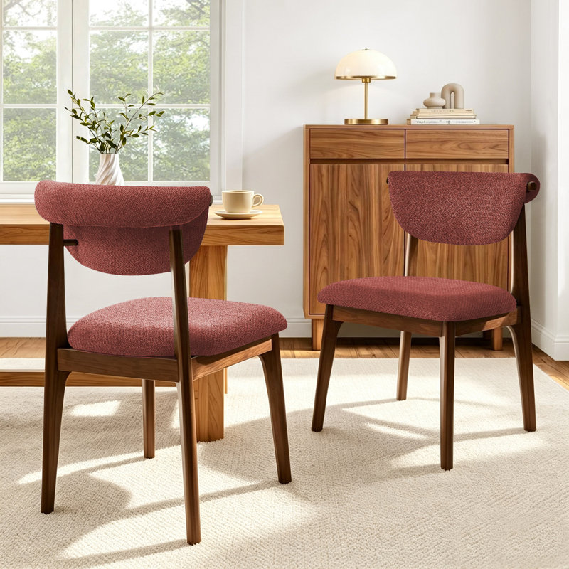 Chaise d'appoint rembourrée en bois massif (ensemble de 2), reddish-brown