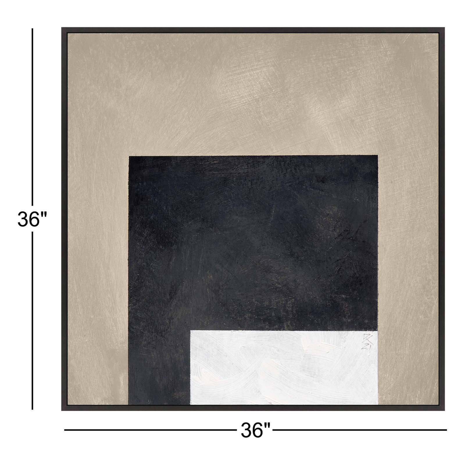 Infinite Black Print by Robert Kamnatnik, Black Framed Canvas, 36" H x 36" W x 1.38" D
