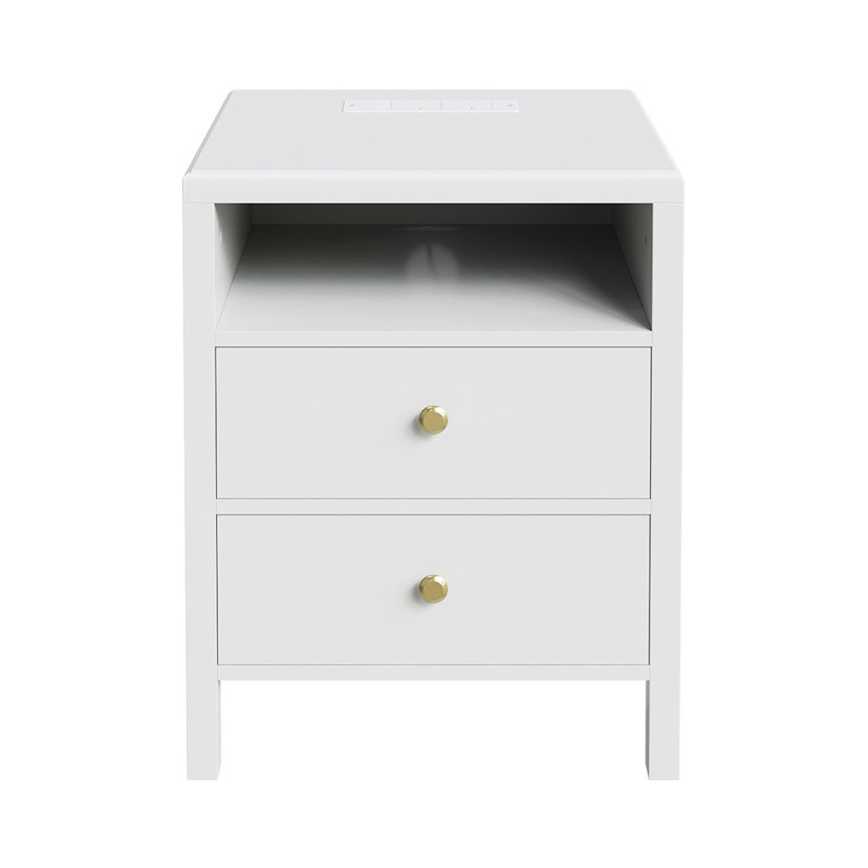 48cm W Manufactured Wood Bedside Table, White