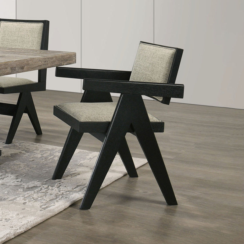 Fauteuil 2 pièces pour salle à manger, noir avec revêtement gris, style contemporain et 2, design, Noir
