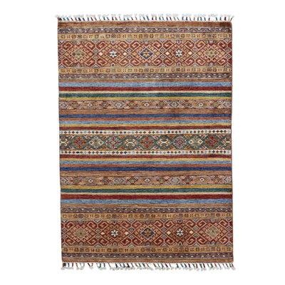Handmade Silk and Wool Ikat Area Rug