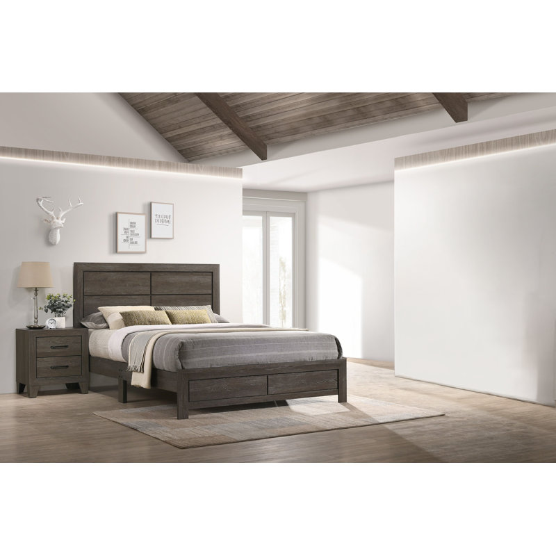Ensemble de chambre avec lit plateforme Estol 6-1 Estol, Très grand, Bois flottant,  Lit, lattes, table de chevet