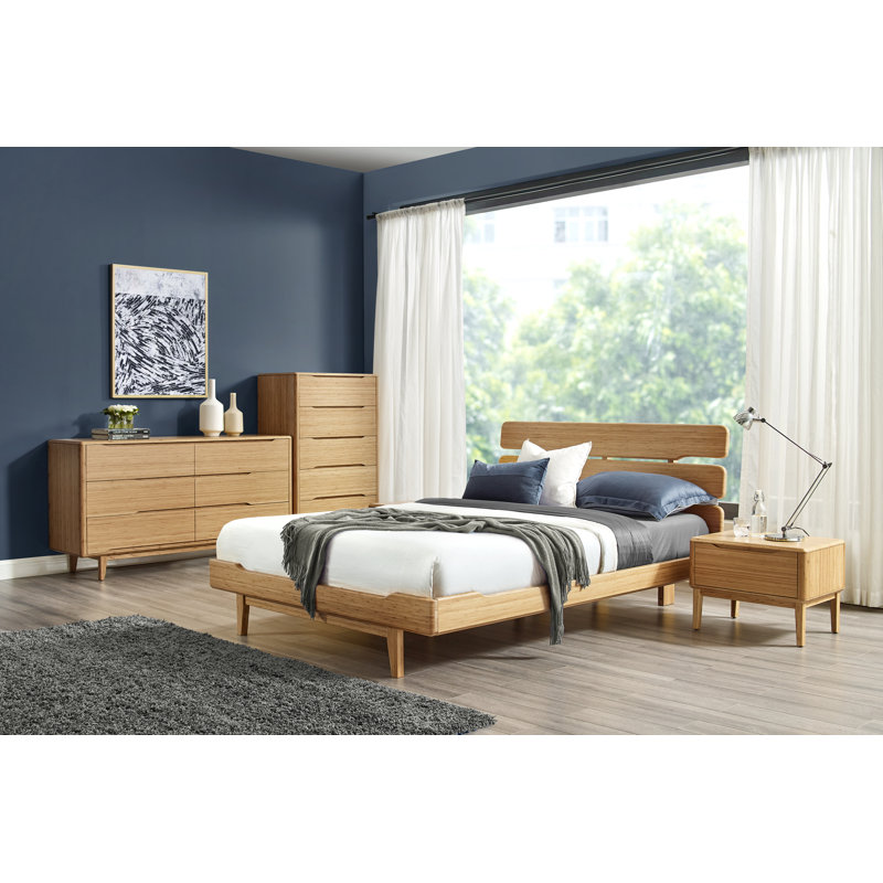 Lacey Solid Wood Slat Bed, Queen, Caramelized