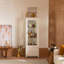 Vitrine de 71 po de hauteur avec porte vitrée simple, armoire à vin, armoire à vin avec 5 lumières DEL de plafond réglables pour le salon, la maison, le bar, le studio ou l'espace de travail - Blanc
