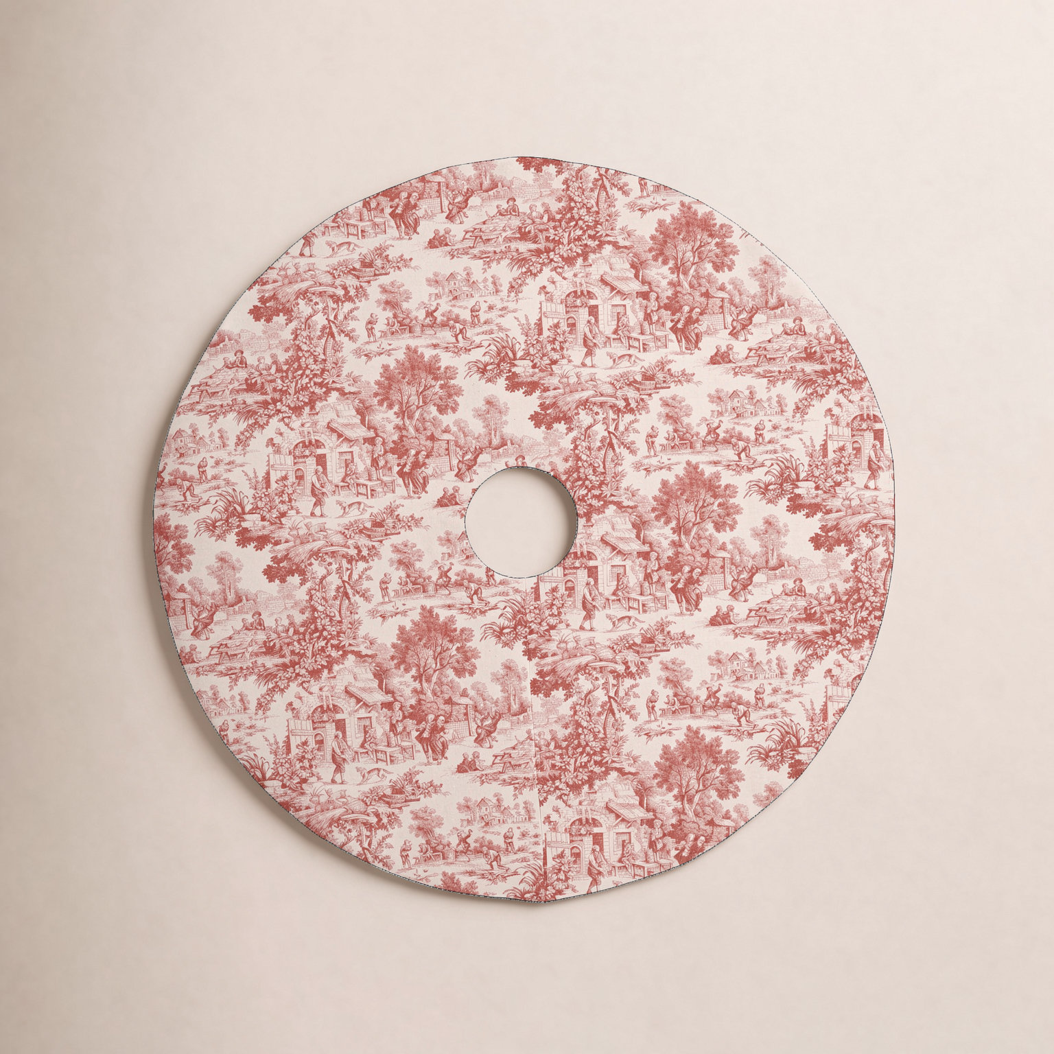 Toile Christmas Tree Skirt, Burgundy, 36"