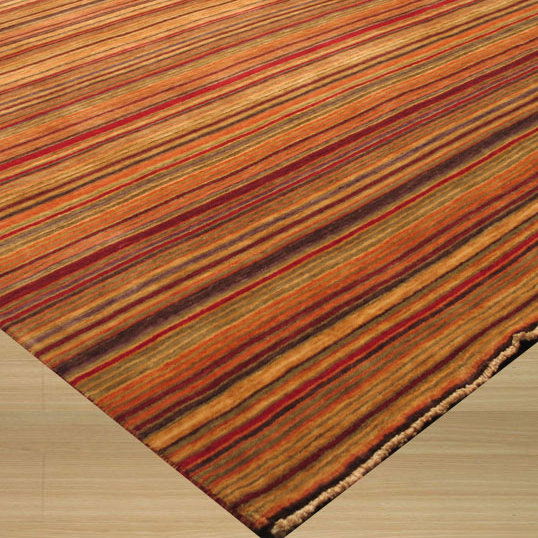 Tapis transitionnel multicolore en laine tissé à plat rouge Lush, Rectangle 8 pi x 11 pi