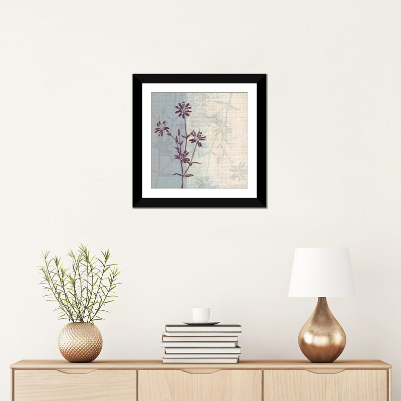 «Periwinkle Fields I», reproduction d'impression sur toile tendue, H 16 po x l 16 po x P 1 po, Papier d'art encadré noir