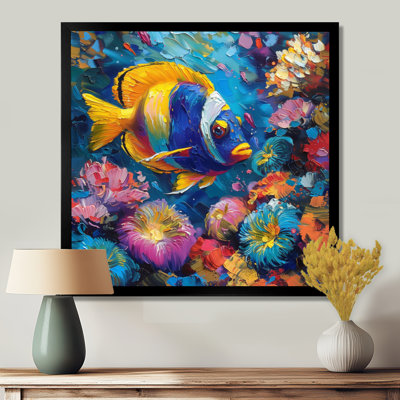 Blue Yellow Tropical Fish Paradise I - Sea Creatures Wall Art Print