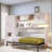 Murphy Bed With Open Shelves, Storage Drawers, Built-in Wardrobe And Table