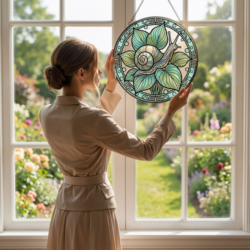 Panneau de vitrail Snail Art, H 7,8 po