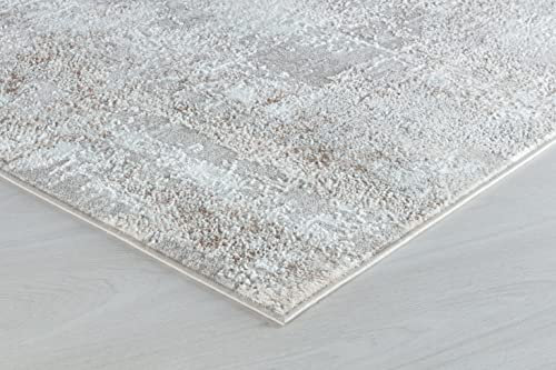 Tapis abstrait délavé 17 Stories pour salon, chambre à coucher, bureau (129CreamGold), Rectangle 4 pi 11 po x 7 pi