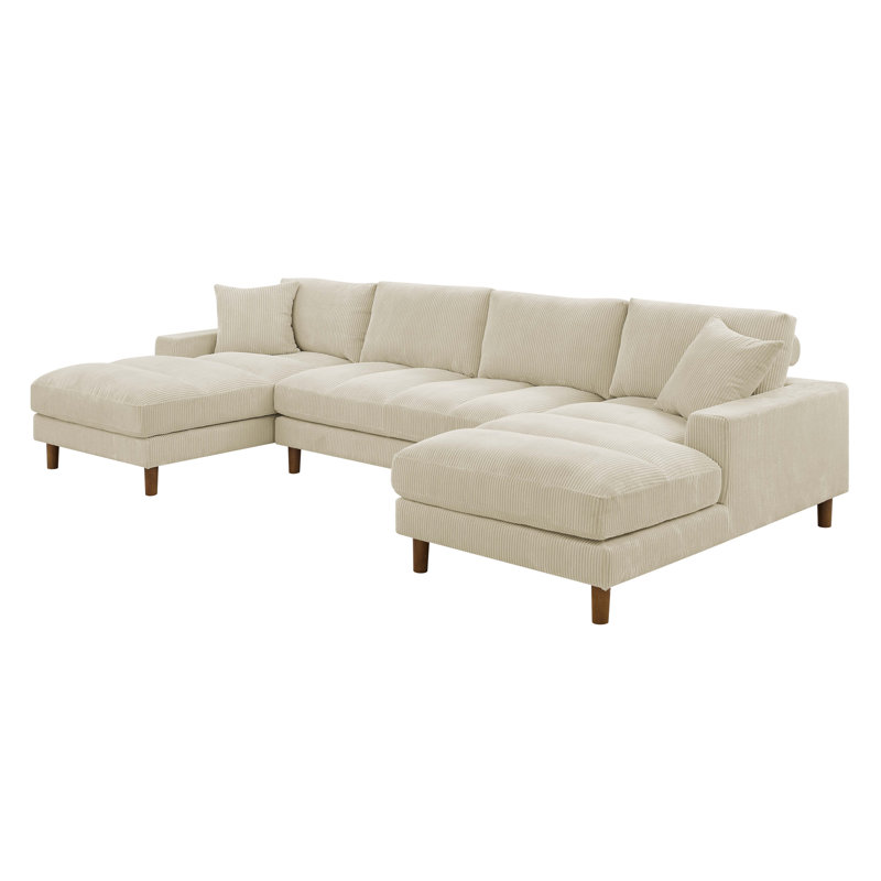 Canapé modulaire 3 pièces Sanner, Velours côtelé beige