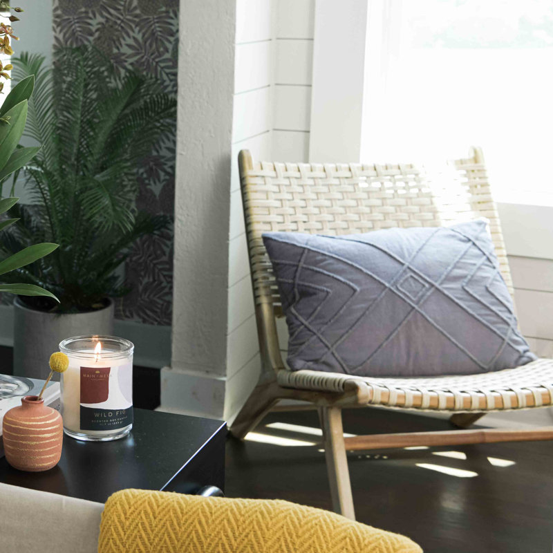 Graphite Embroidered Cotton Geometric Lumbar Pillow