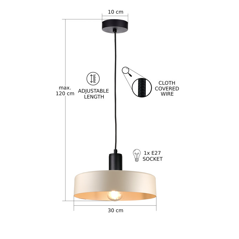 Taeshaun 1 - Light Drum Pendant, Beige/Brown, Latte Black