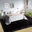 Tapis gris à poils longs fabriqué à la main Hassiem - noir-682143049