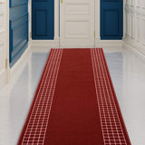 Runner Shontay Checkered Machine Woven Red Area Rug