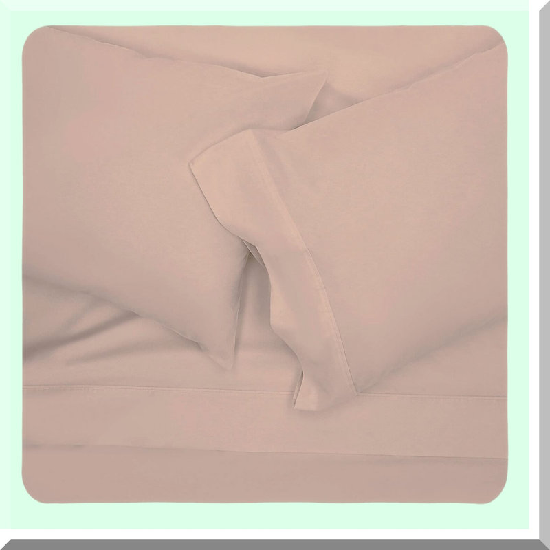 Luxury Sateen Pillowcase Set - Queen Size 400 TC Cotton Pillow Cases in Pink Blush - Soft & Silky Bed Pillow Cover Set, Wrinkle & Fade Resistant - Set of 2, 20 x 30 Inches