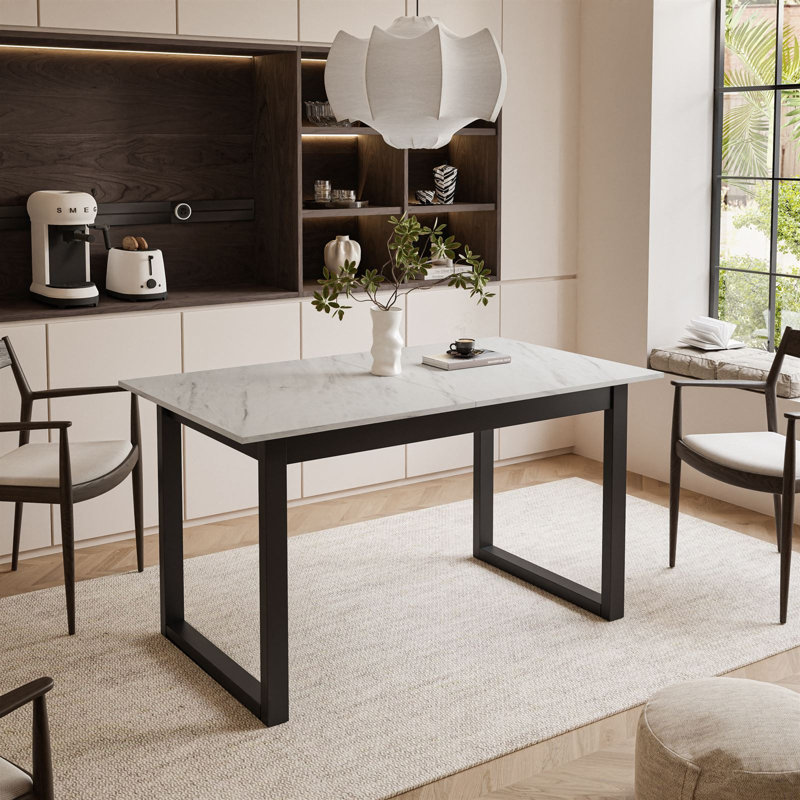 Extendable table ARTON II  140 cm, "U" legs, Levanto Marble, Black