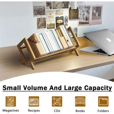 Étagère de bureau en bambou avec rangement pour livres et porte-revues pour bureau à domicile