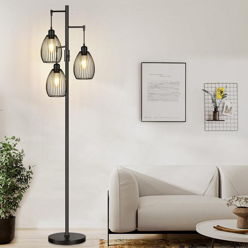 70" Modern Floor Lamp for Living Room, Black, Black