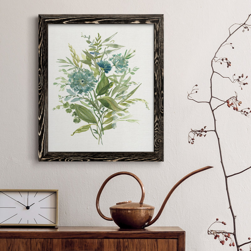 Toile encadrée Greenery II-Premium - prête à être accrochée, Cadre noir, H 44 po x l 31 po x P 1 po