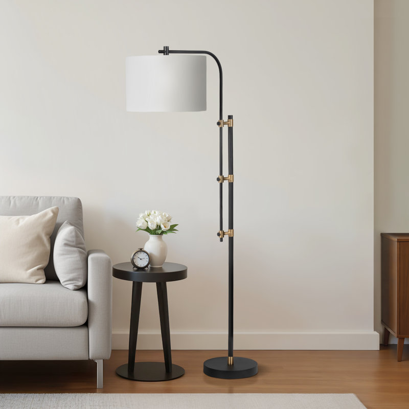 Lampe sur pied 65 po en métal Moniek, noir / blanc