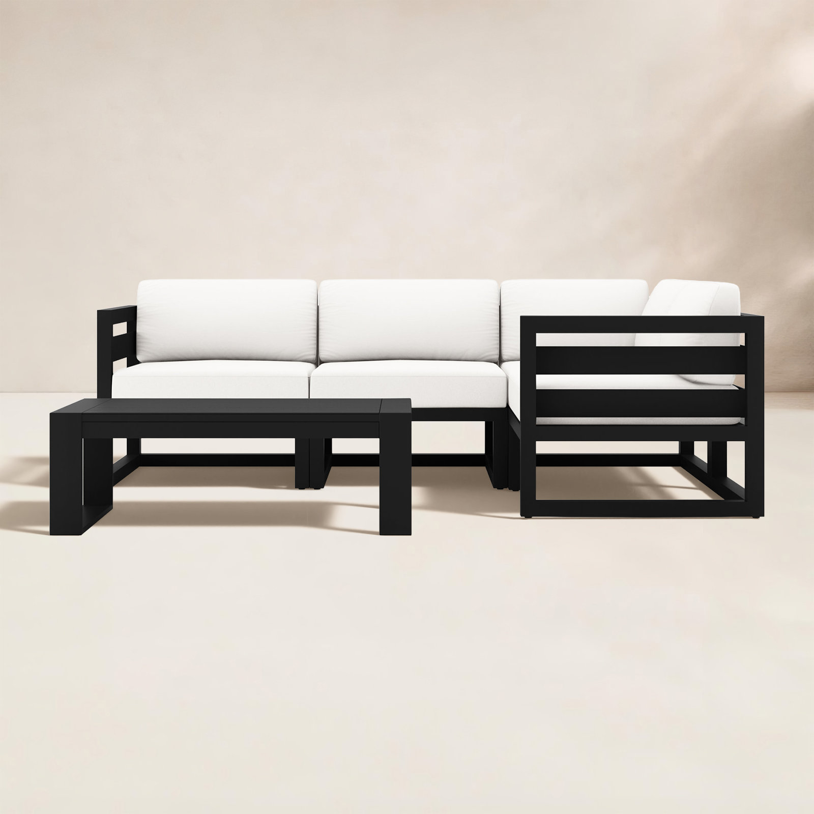 Smith 4-Person Sunbrella® Patio Seating Group, Canvas Natural, Black