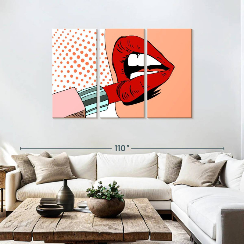Shuttleworth Retro Pop Red Lips, 48" H x 74" W