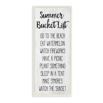 " Rustic Summer Bucket List Sign Outdoor Goals " Textual Art Print