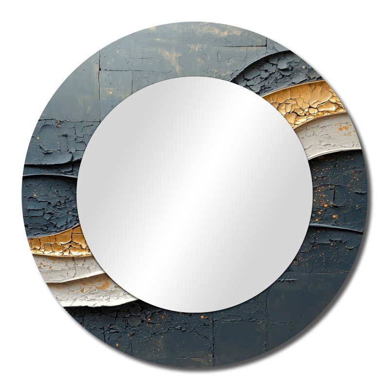 Gold Black Fleeting Shadows - Abstract Mirror Wall Decor - Printed On Metal, 23" x 23"