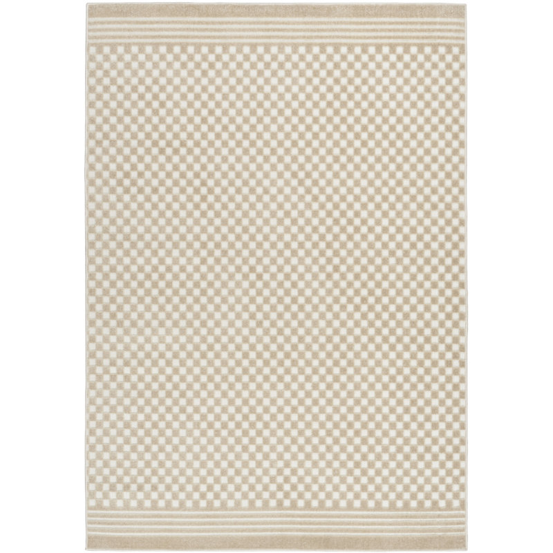 7' X 9' Beige Geometric Area Rug