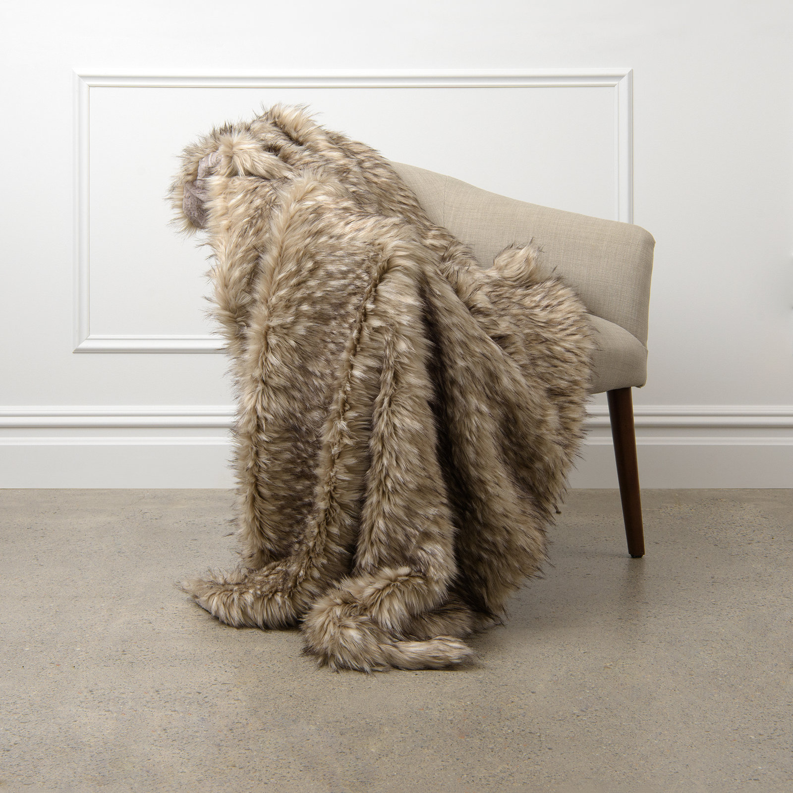 Stockholm Faux Fur Throw Blanket, 58" W x 36" L